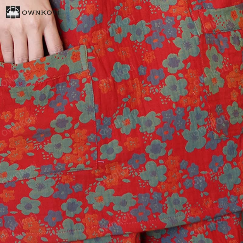 Plus Size Floral Cotton Short-sleeve Pajama Set