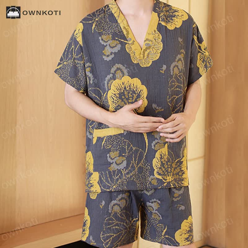 Plus Size Breathable Cotton Couple Pajama Set