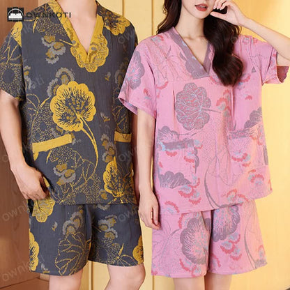 Plus Size Breathable Cotton Couple Pajama Set