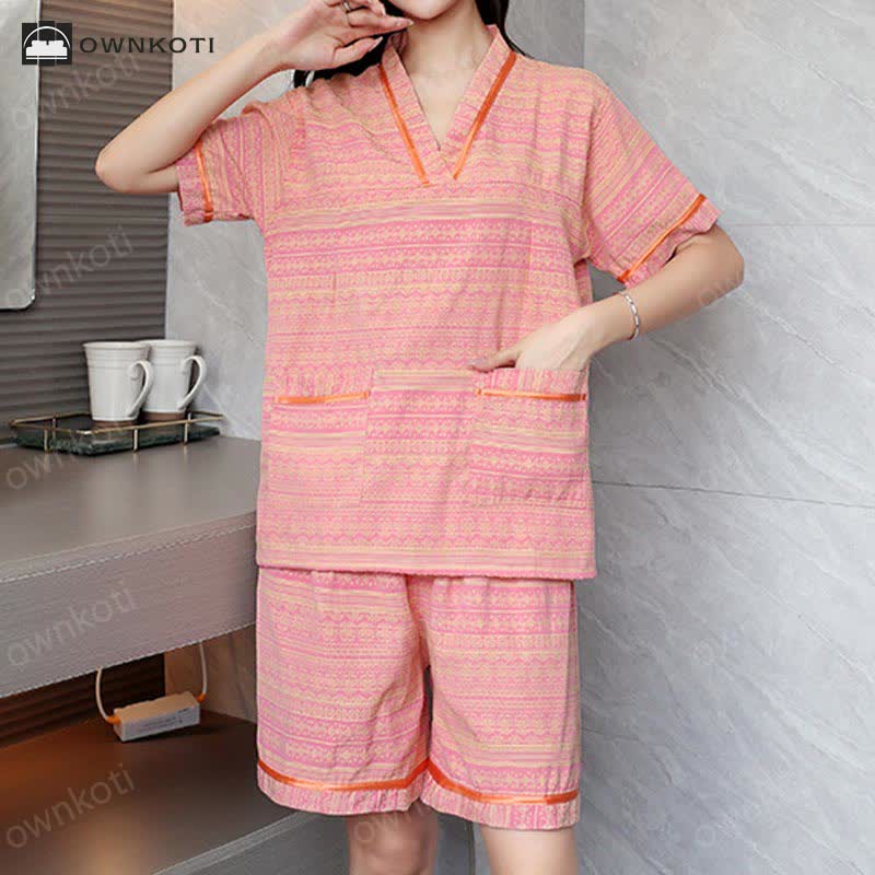 Plus Size Cotton Breathable Pajama Set