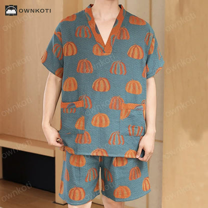 Plus Size Cotton Pumpkin Couple Pajama Set