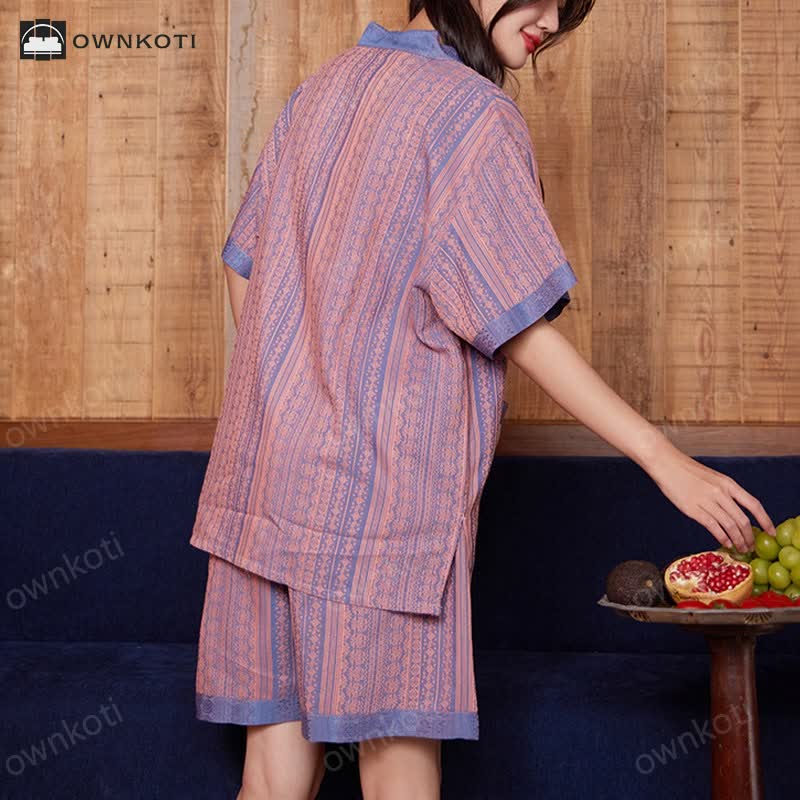 Plus Size Cotton Couple V-neck Nightwear Set