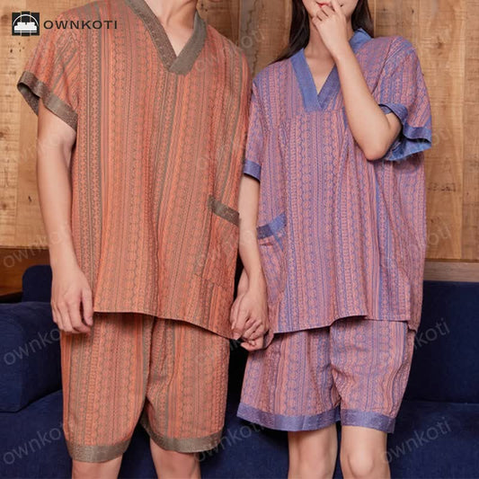 Plus Size Cotton Couple V-neck Nightwear Set