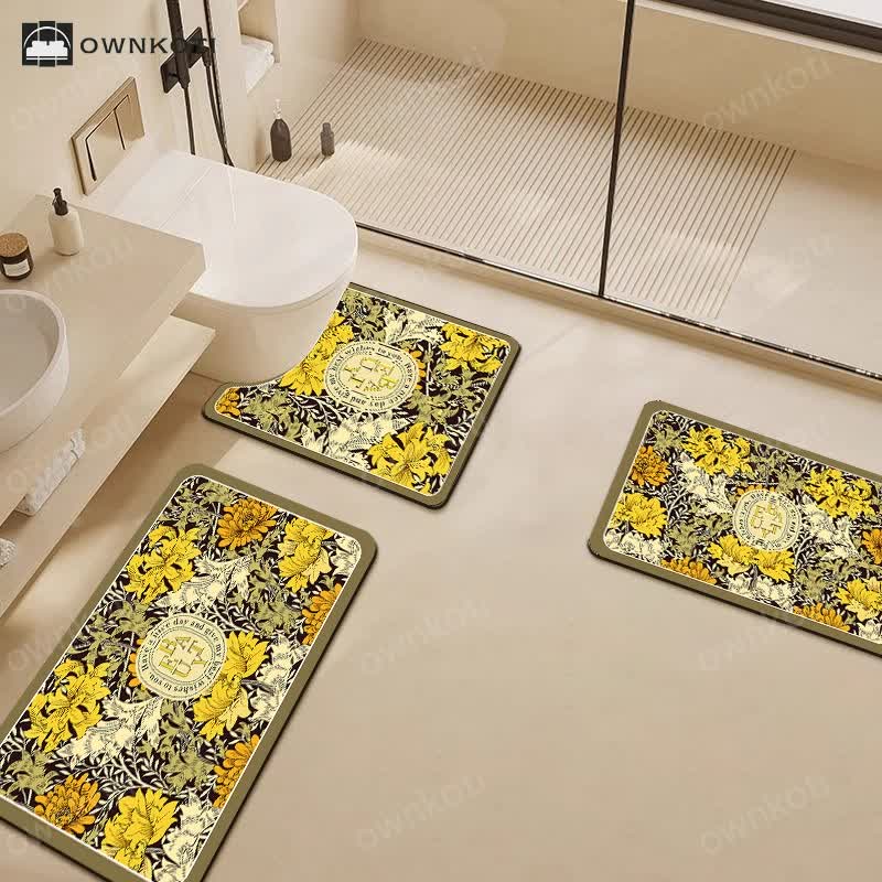 Elegant Floral Diatom Mud Water-absorbent Anti-slip Bath Mat