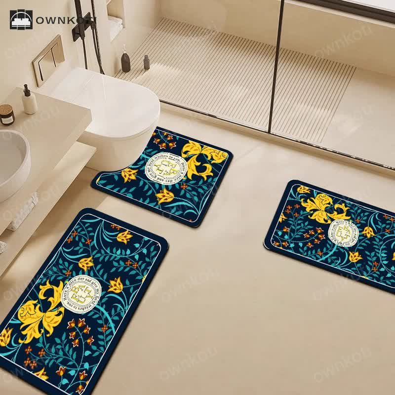 Elegant Floral Diatom Mud Water-absorbent Anti-slip Bath Mat