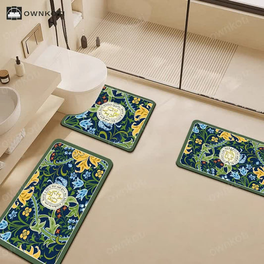 Elegant Floral Diatom Mud Water-absorbent Anti-slip Bath Mat