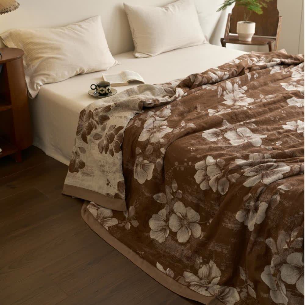 Cotton Gauze Jacquard Floral Retro Quilt - image 2