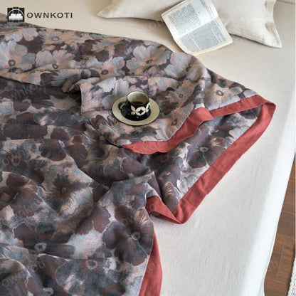 Jacquard Floral Cotton Gauze Retro Soft Quilt