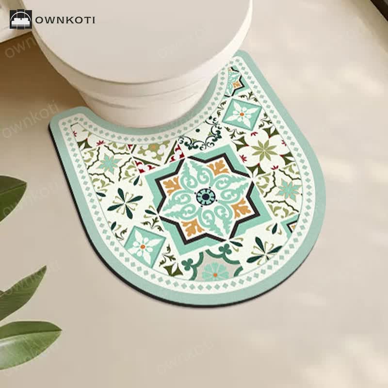 Vintage Geometric Pattern Diatom Mud Anti-slip Bath Mat