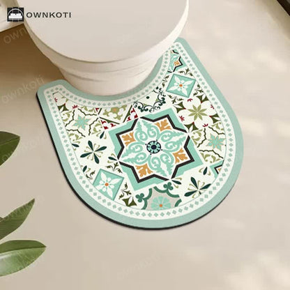 Vintage Geometric Pattern Diatom Mud Anti-slip Bath Mat