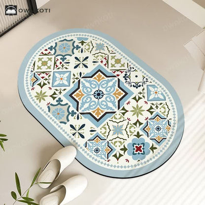Vintage Geometric Pattern Diatom Mud Anti-slip Bath Mat