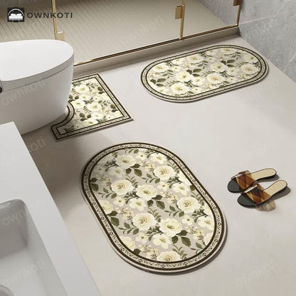 Rural Floral Diatom Mud Anti-slip Bath Mat