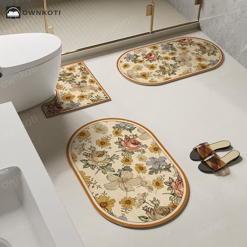 Rural Floral Diatom Mud Anti-slip Bath Mat