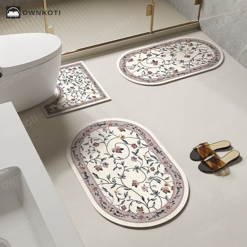Rural Floral Diatom Mud Anti-slip Bath Mat