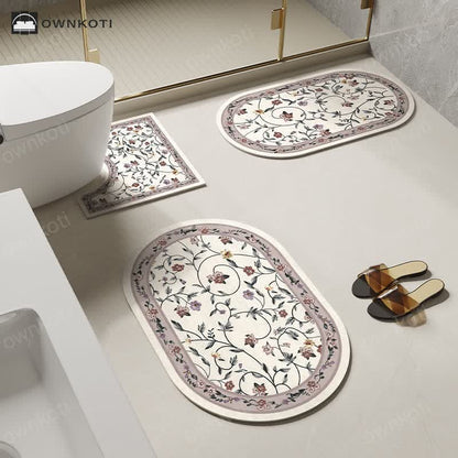 Rural Floral Diatom Mud Anti-slip Bath Mat