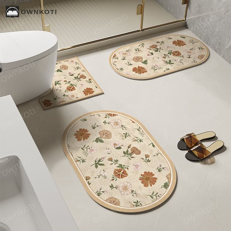 Rural Floral Diatom Mud Anti-slip Bath Mat