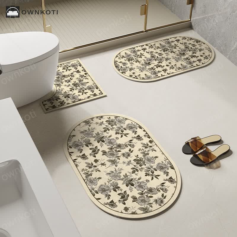 Rural Floral Diatom Mud Anti-slip Bath Mat