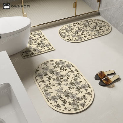 Rural Floral Diatom Mud Anti-slip Bath Mat