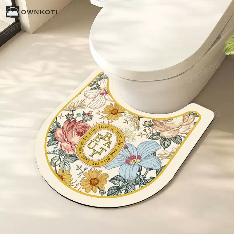 Luxury Floral Plant Diatom Mud Anti-slip Bath Mat