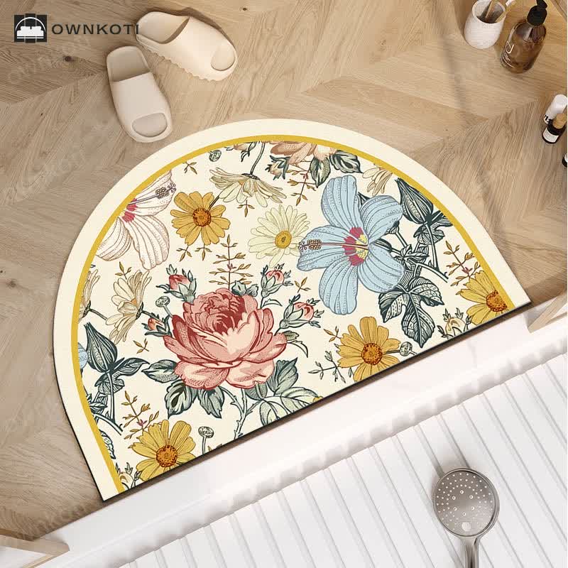 Luxury Floral Plant Diatom Mud Anti-slip Bath Mat