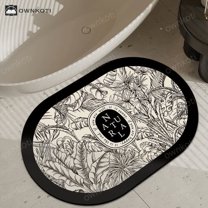 Luxury Floral Plant Diatom Mud Anti-slip Bath Mat