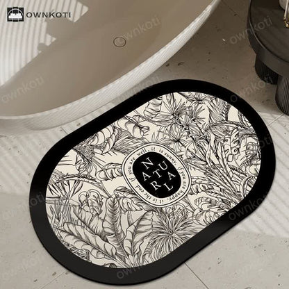 Luxury Floral Plant Diatom Mud Anti-slip Bath Mat