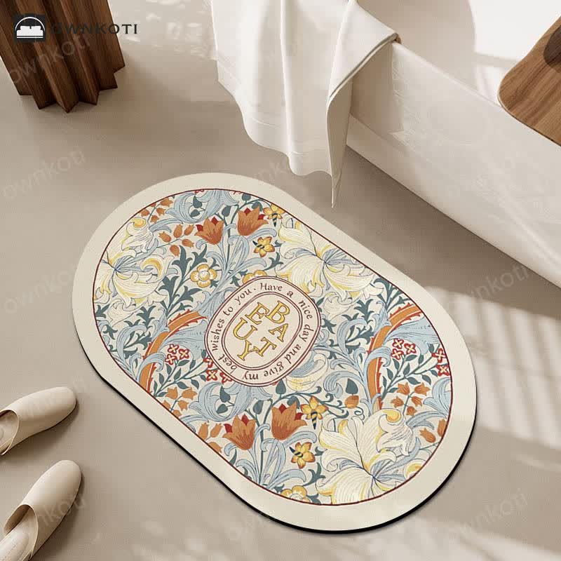 Luxury Floral Plant Diatom Mud Anti-slip Bath Mat