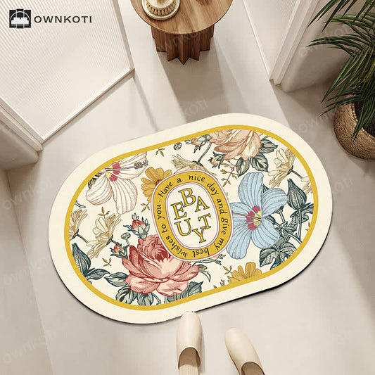 Luxury Floral Plant Diatom Mud Anti-slip Bath Mat