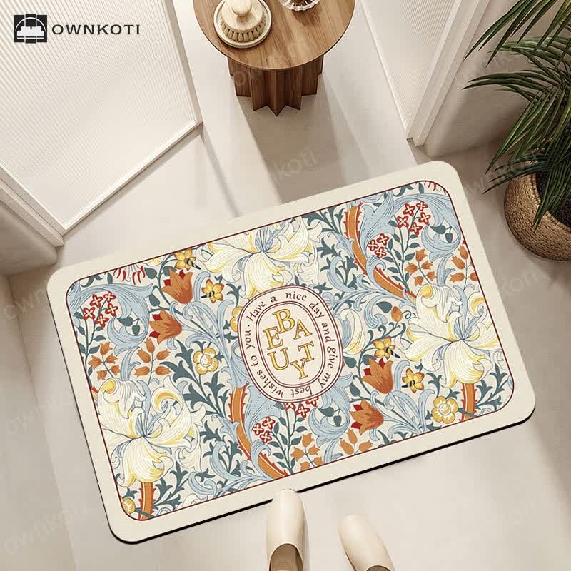Luxury Floral Plant Diatom Mud Anti-slip Bath Mat