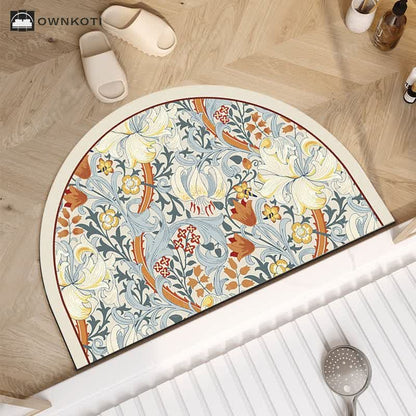 Luxury Floral Plant Diatom Mud Anti-slip Bath Mat
