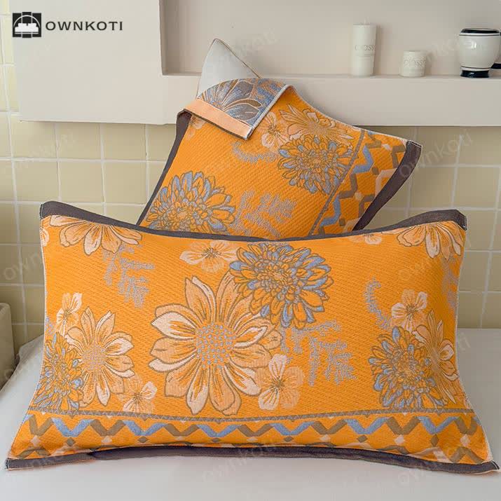 Elegant Flower Lightweight Cotton Gauze Quilt