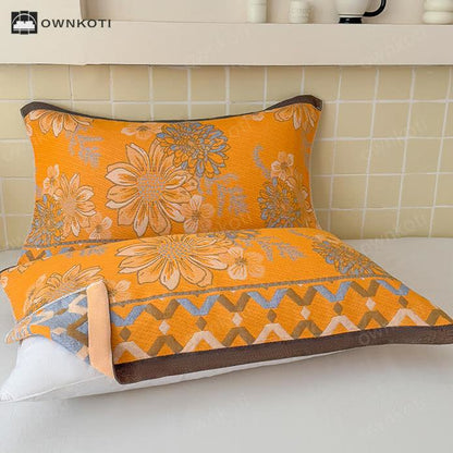 Elegant Flower Lightweight Cotton Gauze Quilt