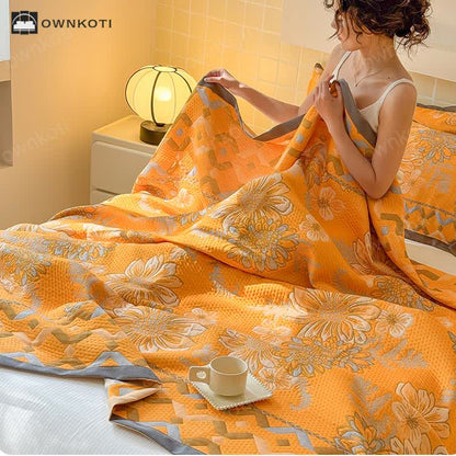 Elegant Flower Lightweight Cotton Gauze Quilt