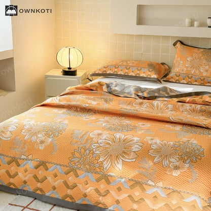 Elegant Flower Lightweight Cotton Gauze Quilt
