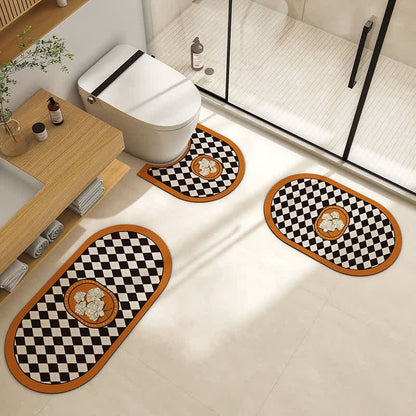 Retro Plaid Floral Diatom Mud Anti-slip Bath Mat