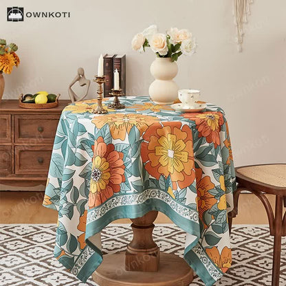 Elegant Flower Crane Pattern Tablecloth