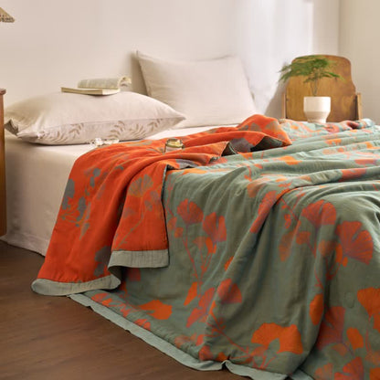 Ginkgo Leaf Double Layer Gauze Cotton Quilt - image 5