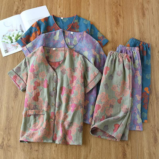 Gourd Pure Cotton Short Sleeves Pajama Set