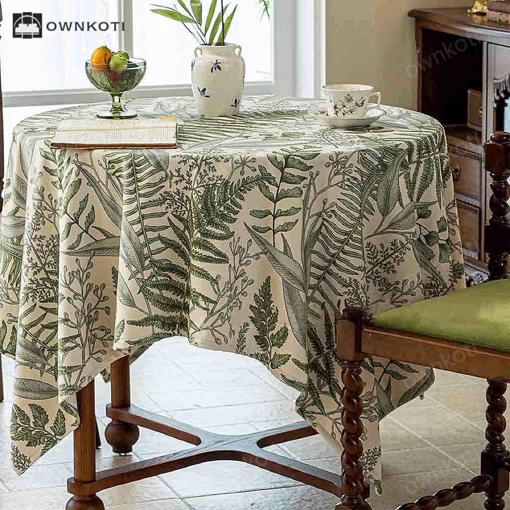 French Retro Plant Print Tablecloth
