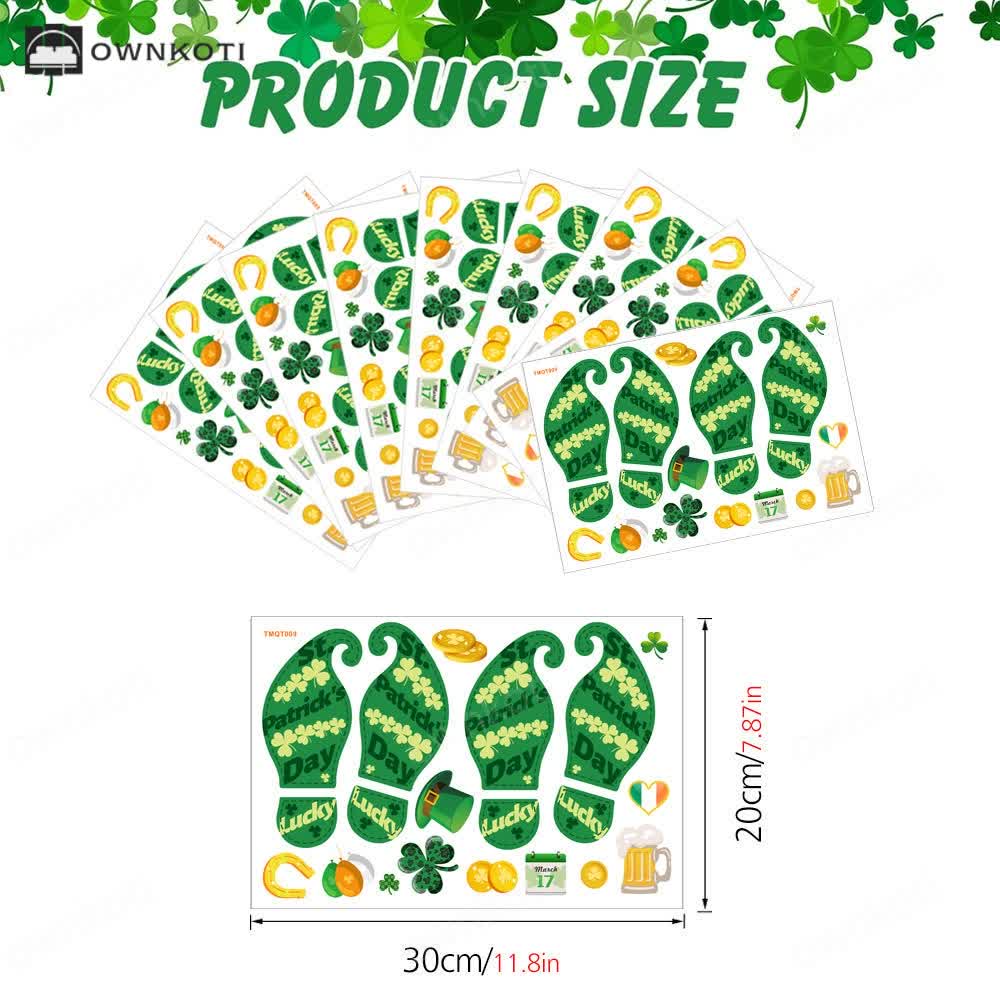 St. Patrick's Day Shamrock Footprints Sticker