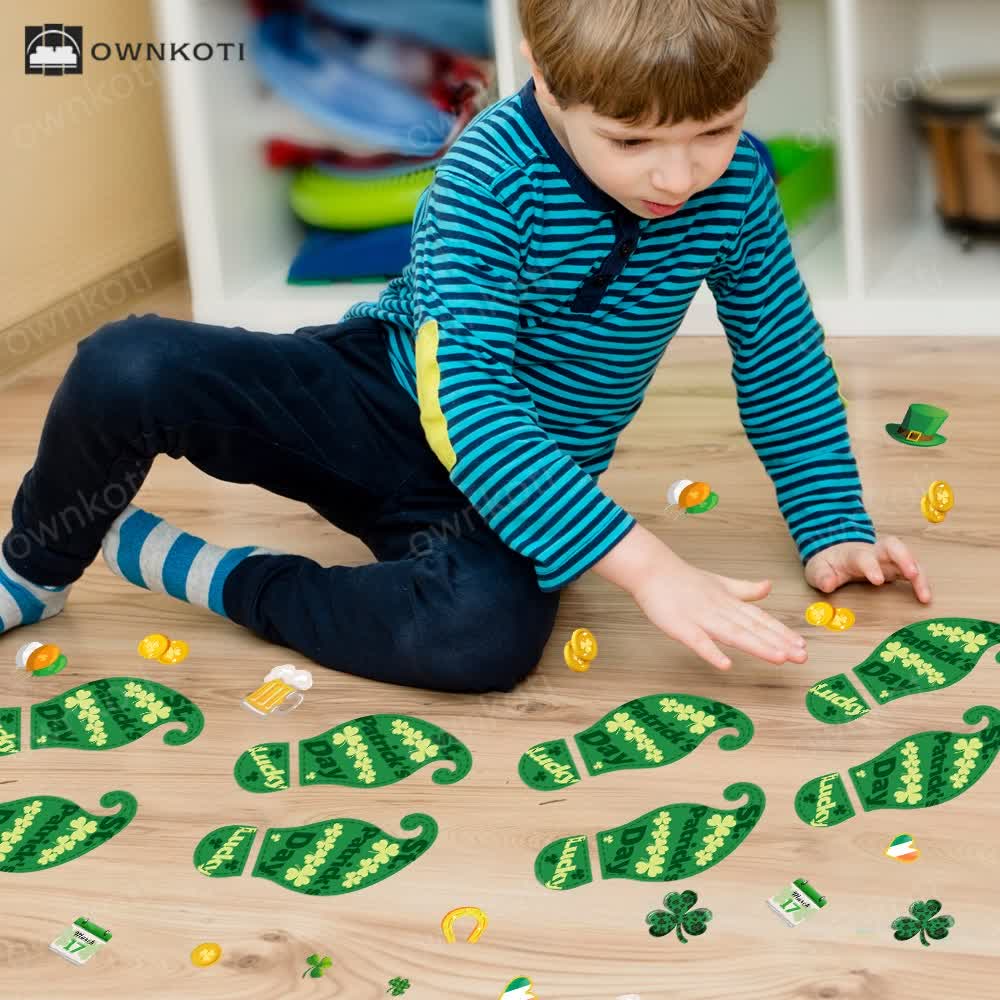 St. Patrick's Day Shamrock Footprints Sticker
