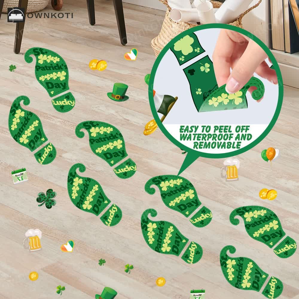 St. Patrick's Day Shamrock Footprints Sticker