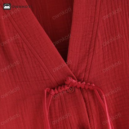 Solid Color Double Layer Gauze Pajamas