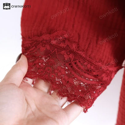 Solid Color Double Layer Gauze Pajamas