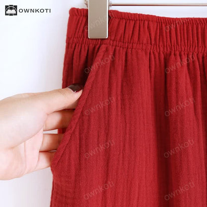 Solid Color Double Layer Gauze Pajamas