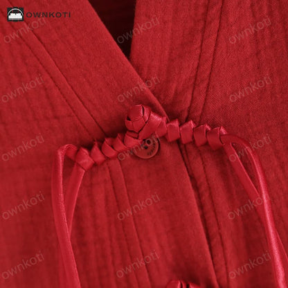Solid Color Double Layer Gauze Pajamas