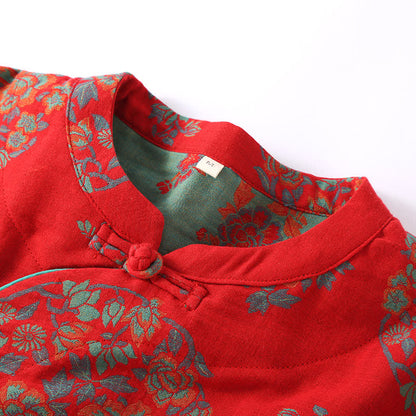 Frog Closure Floral Cotton Gauze Nightwear Set