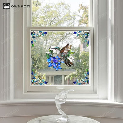 Double-sided Static Floral Bird Window Sticker