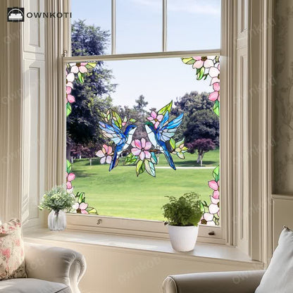 Double-sided Static Floral Bird Window Sticker