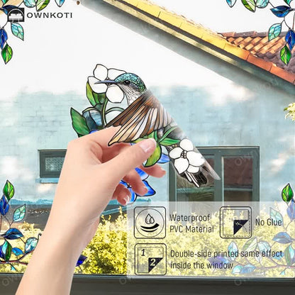 Double-sided Static Floral Bird Window Sticker